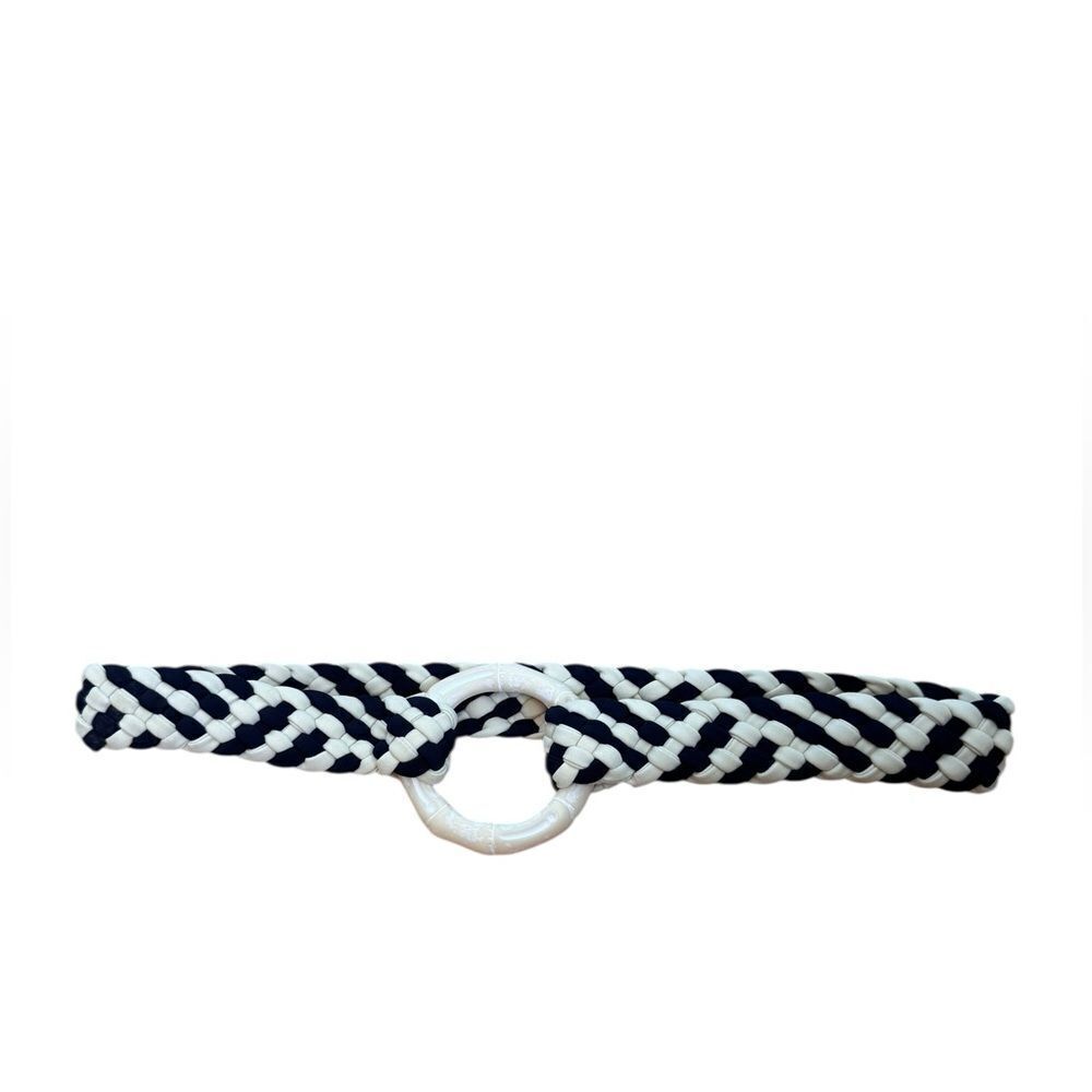 Johanna Ortiz Navy White stretchy braided belt Small